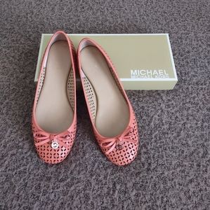 Michael Kors Leather Coral Cutout Ballet Flats